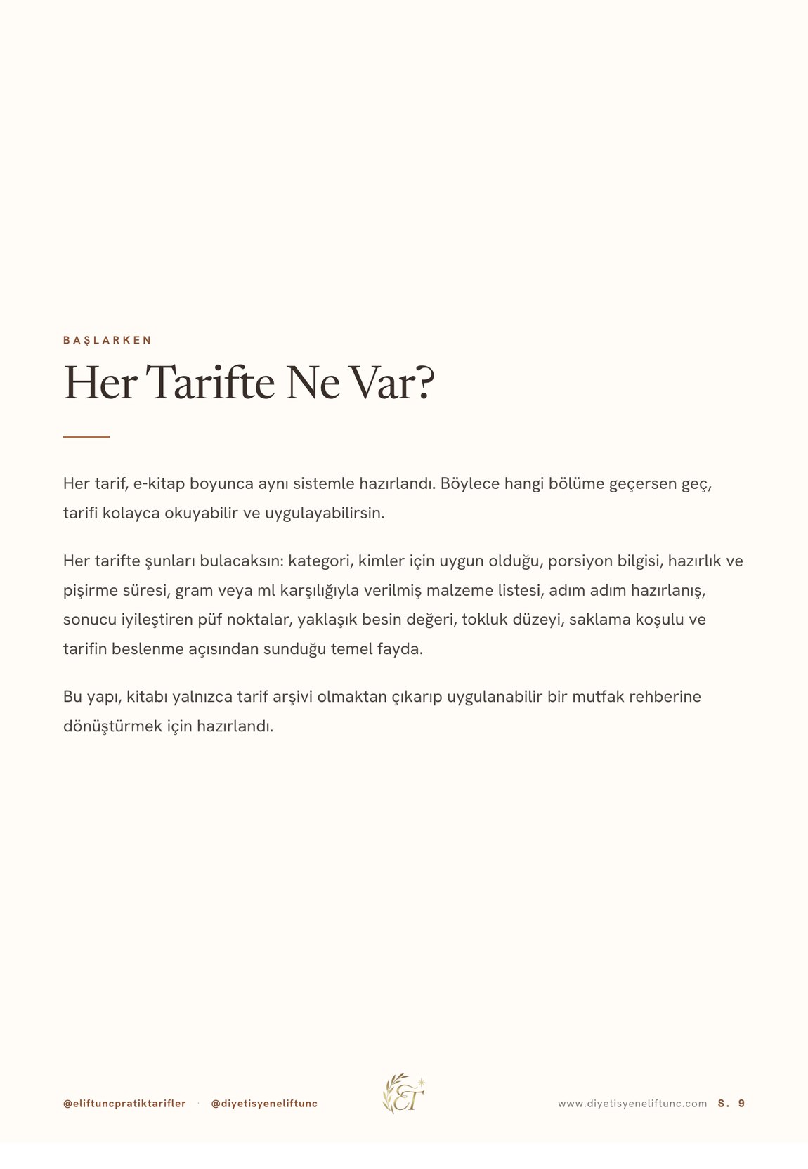 Pratik Tarifler iç sayfa — Her Tarifte Ne Var?