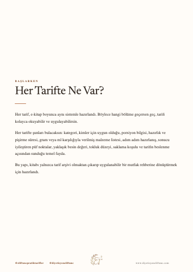 Pratik Tarifler iç sayfa — Her Tarifte Ne Var?